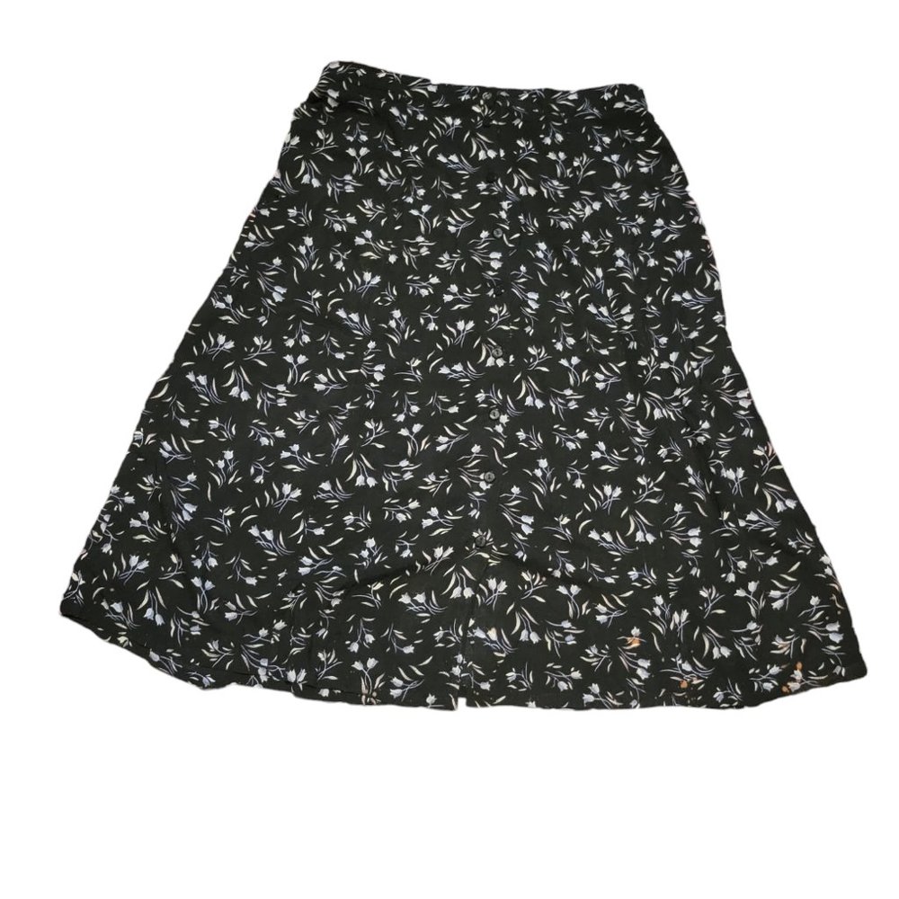 Sag Harbor Black Floral Skirt size XL